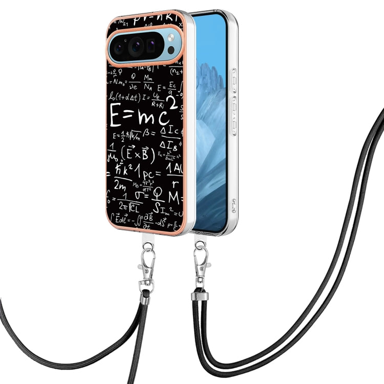 For Google Pixel 9 / 9 Pro Electroplating Dual-side IMD Phone Case with Lanyard(Equation)