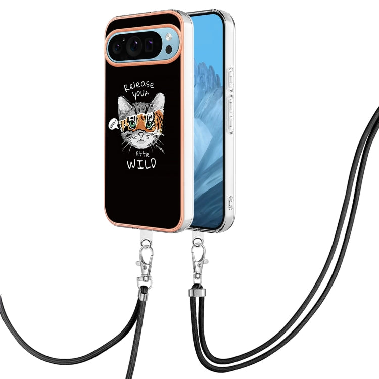 For Google Pixel 9 Pro XL Electroplating Dual-side IMD Phone Case with Lanyard(Natural Growth)