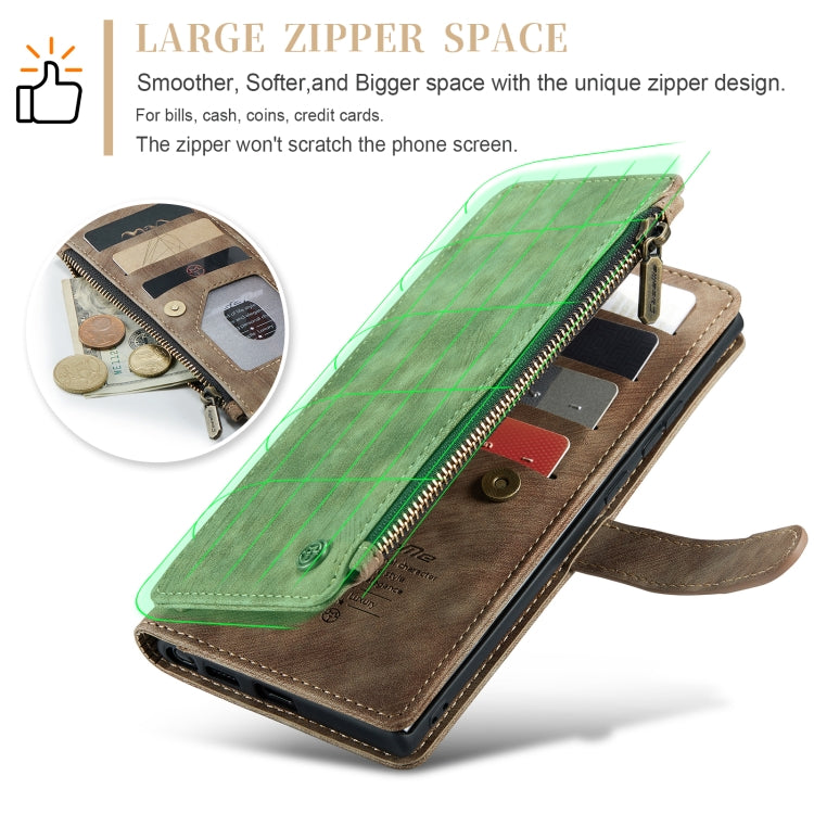 For Samsung Galaxy S24 Ultra 5G CaseMe C30 Card Slots Zipper Wallet Leather Phone Case(Brown)
