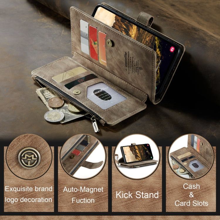 For Samsung Galaxy S24 5G CaseMe C30 Card Slots Zipper Wallet Leather Phone Case(Brown)