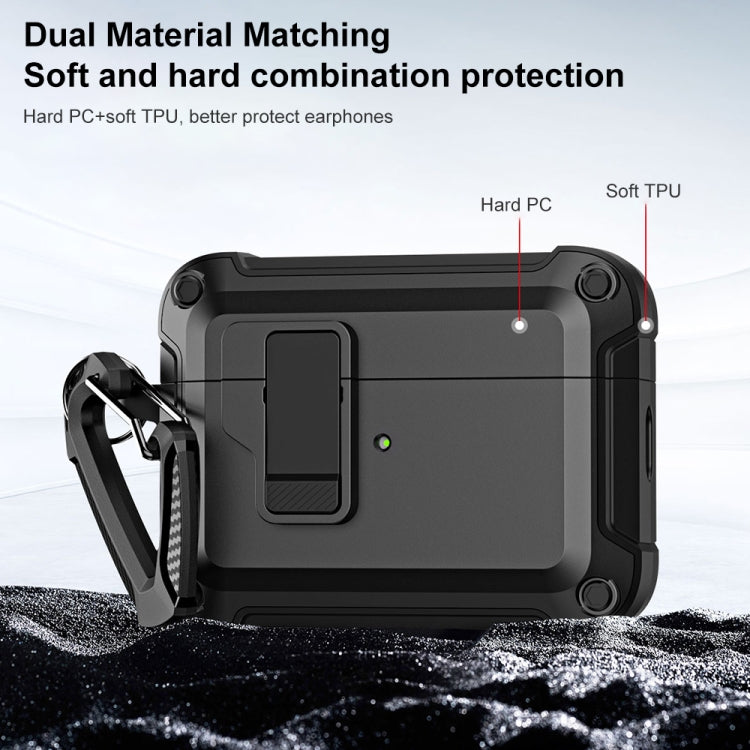 For AirPods Pro 2 TPU + PC Wireless Bluetooth Earphone Protective Case with Switch Lock & Hook(Royal Blue)