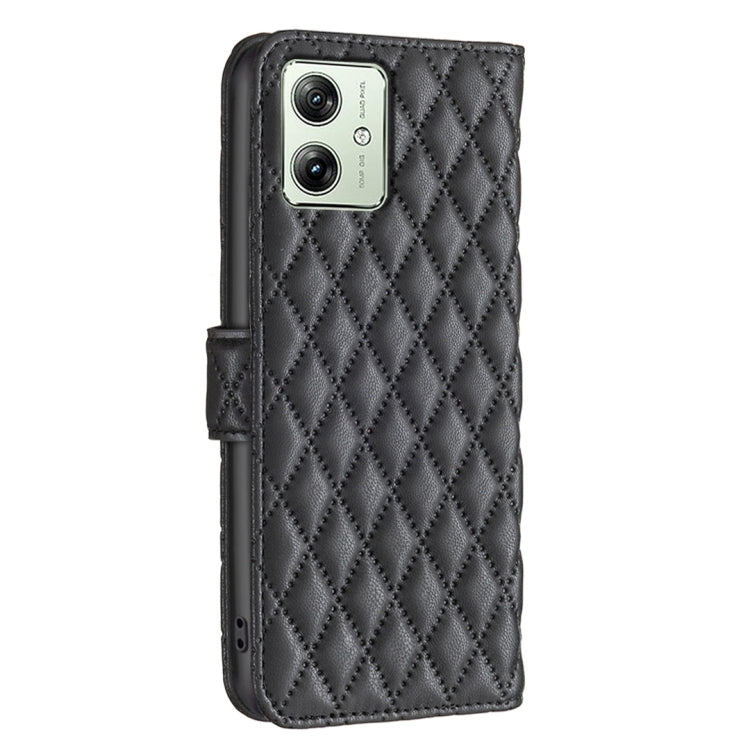 For Motorola Moto G54 5G EU Edition Diamond Lattice Wallet Flip Leather Phone Case(Black)