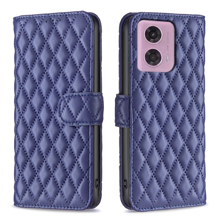 For Motorola Moto G34 5G Diamond Lattice Wallet Flip Leather Phone Case(Blue)