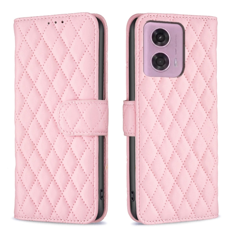 For Motorola Moto G24 Diamond Lattice Wallet Flip Leather Phone Case(Pink)