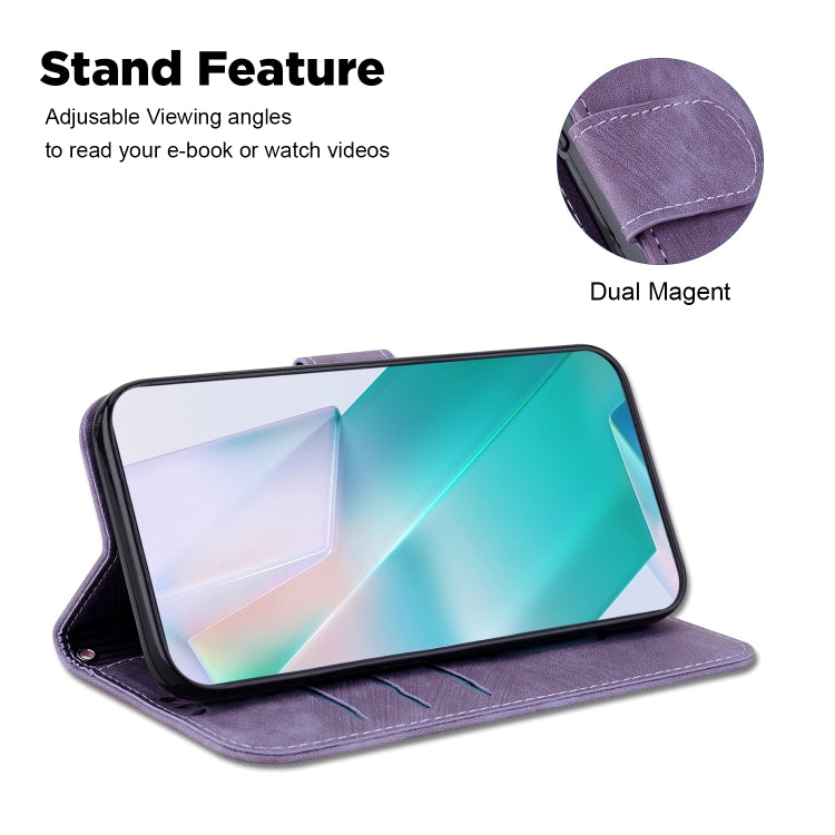 For Honor Magic6 Pro Little Tiger Embossed Leather Phone Case(Purple)