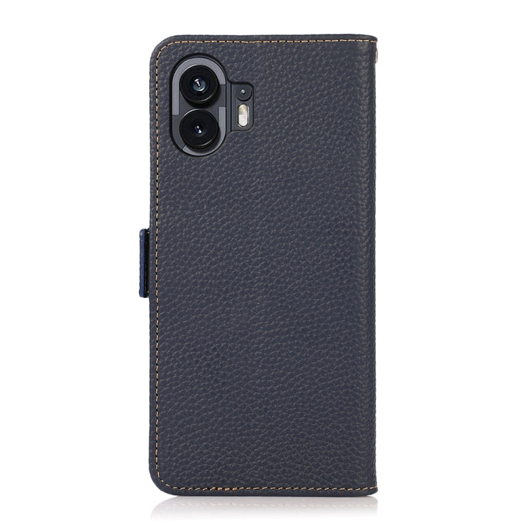 For Nothing Phone 2 KHAZNEH Side-Magnetic Litchi Genuine Leather RFID Phone Case(Blue)
