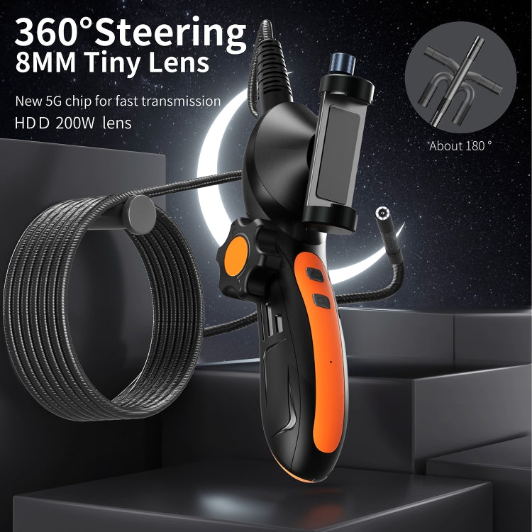 F180 8mm Lens 360 degree Free Spins Automotive Repair Endoscope, Spec:1m Soft Tube