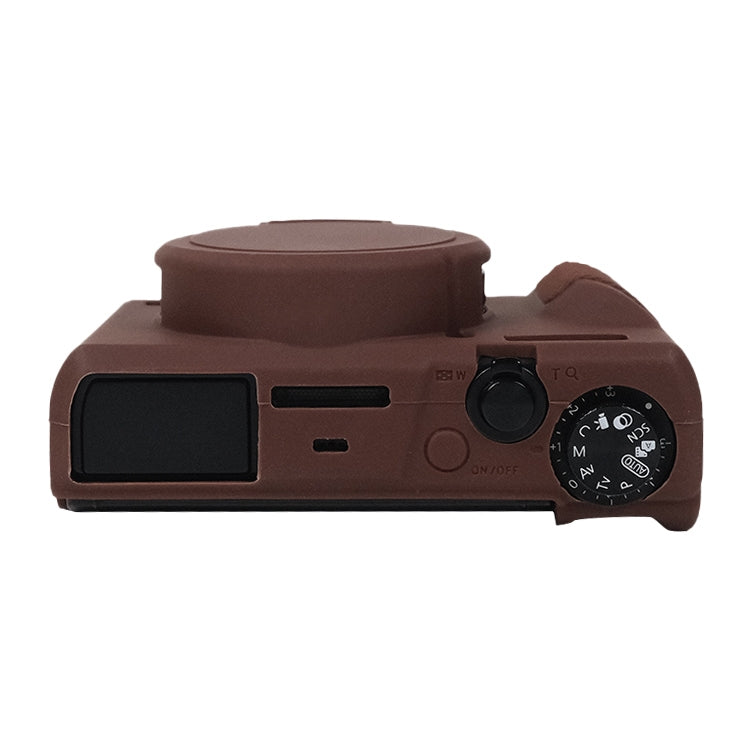 For Canon PowerShot G7 X Mark III / G7X3 Soft Silicone Protective Case with Lens Cover(Coffee) - Protective Case by PMC TechLife | Online Shopping South Africa | PMC TechLife