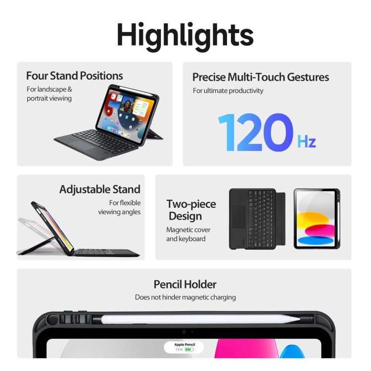 For iPad 10th Gen 10.9 2022 DUX DUCIS DK Series Magnetic Wireless Bluetooth Keyboard Tablet Case(Black) - free shipping - PMC Jewellery - Order now!
