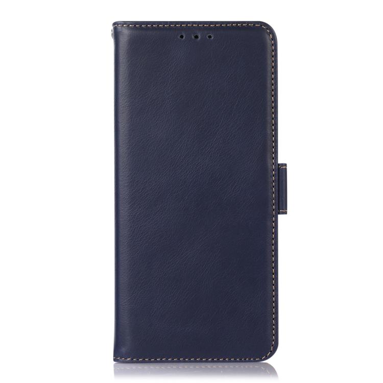 For Motorola Moto G15 4G Magnetic Crazy Horse Texture Genuine Leather Phone Case(Blue)
