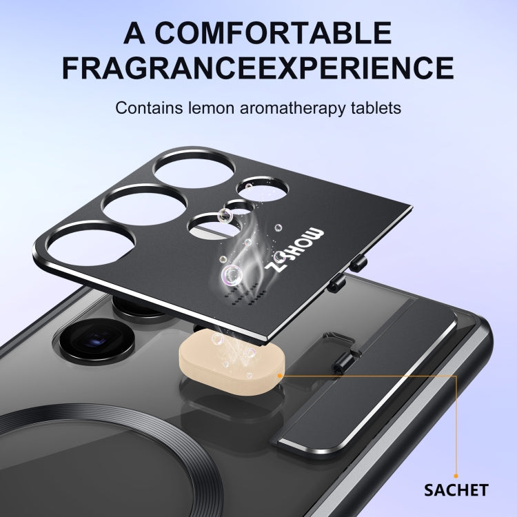 For Samsung Galaxy S21 Ultra 5G Aromatherapy Holder Single-sided MagSafe Magnetic Phone Case(Black)