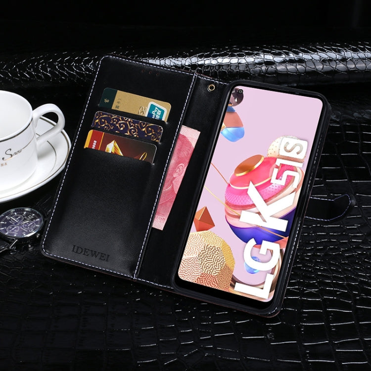 For LG K51S idewei Crocodile Texture Horizontal Flip Leather Case with Holder & Card Slots & Wallet(Black)