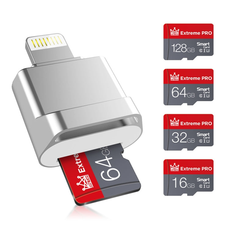 MicroDrive 8pin To TF Card Adapter Mini iPhone & iPad TF Card Reader, Capacity:16GB(Silver) - free shipping - PMC Jewellery - Order now!