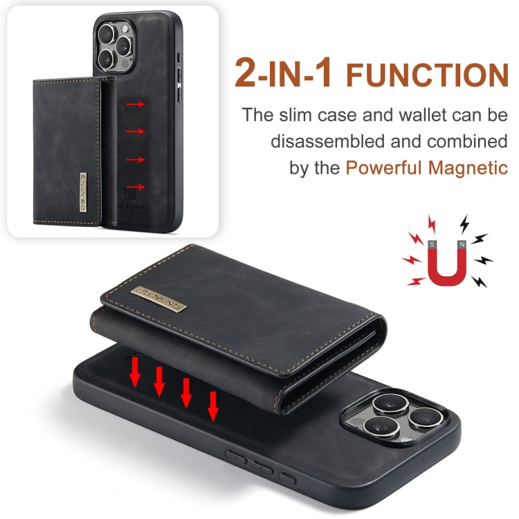 For iPhone 16 Pro Max DG.MING M1 Series 3-Fold Multi Card Wallet Leather Phone Case(Black)