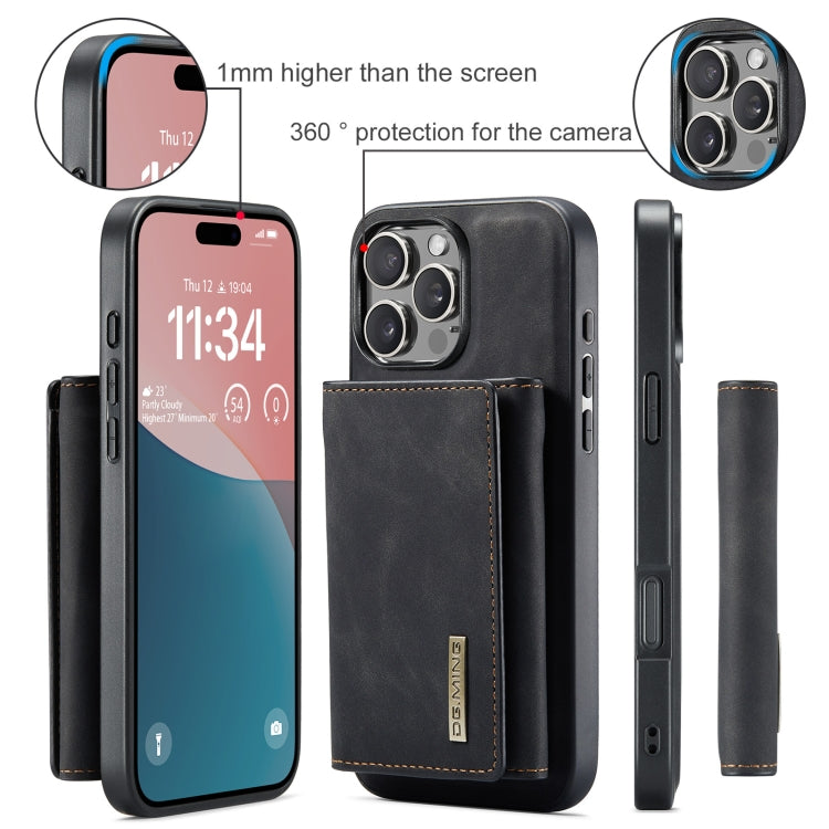 For iPhone 16 Pro Max DG.MING M1 Series 3-Fold Multi Card Wallet Leather Phone Case(Black)