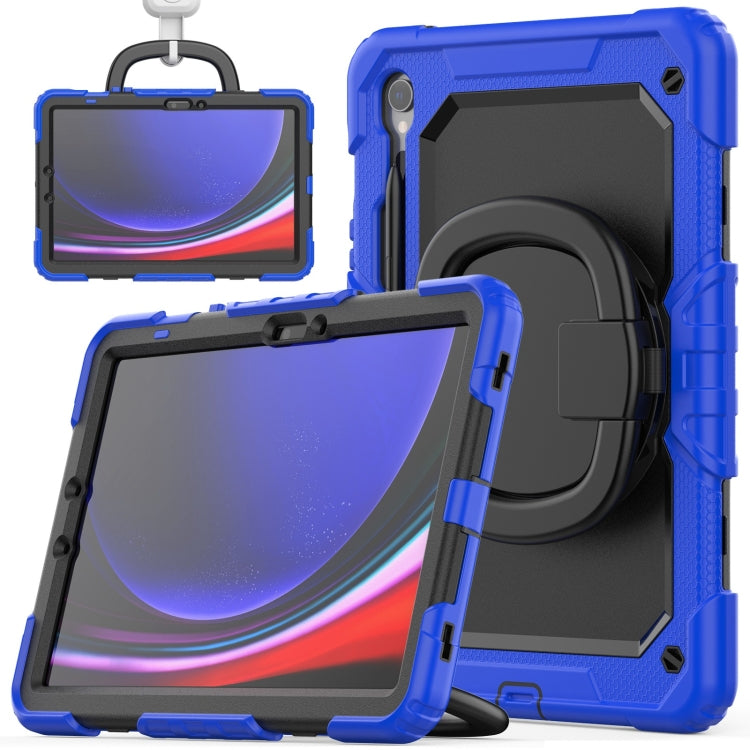 For Samsung Galaxy Tab S9 D Type Silicone Hybrid PC Tablet Case with Handle Holder(Blue)