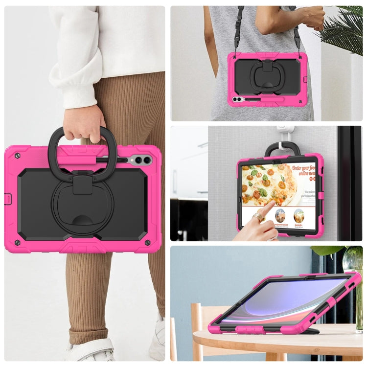 For Samsung Galaxy Tab S9+ / S10+ D Type Silicone Hybrid PC Tablet Case with Handle Holder(Rose Red) - free shipping - PMC Jewellery - Order now!