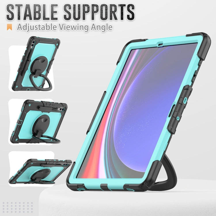 For Samsung Galaxy Tab S9+ / S10+ D Type Silicone Hybrid PC Tablet Case with Handle Holder(Light Blue PC)