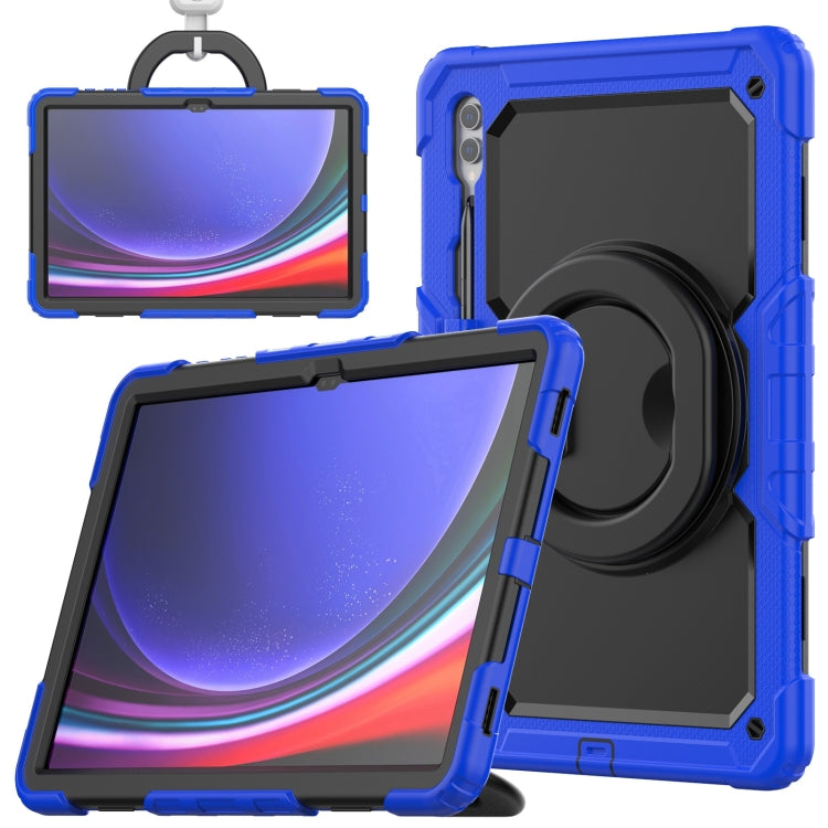 For Samsung Galaxy Tab S10 Ultra D Type Silicone Hybrid PC Tablet Case with Handle Holder(Blue)