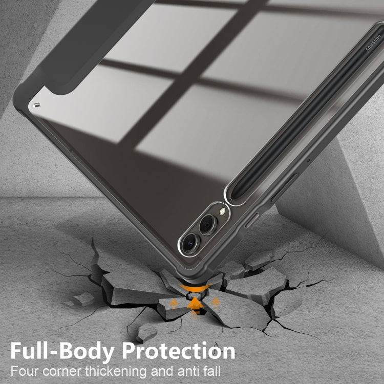 For Samsung Galaxy Tab S9+ Acrylic 3-folding Smart Leather Tablet Case(Black) - Galaxy Tab S9+ Cases by PMC TechLife | Online Shopping South Africa | PMC TechLife