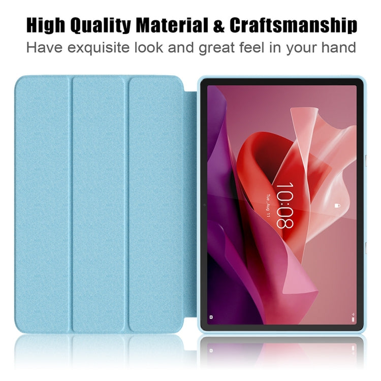 For Lenovo Tab P12 12.7 /P12 Pro 2nd Gen 3-folding TPU Smart Leather Tablet Case(Sky Blue)