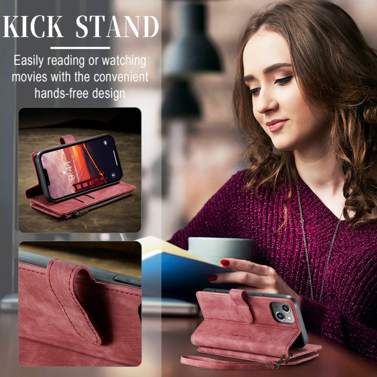 For iPhone 15 CaseMe C30 Multifunctional Leather Phone Case(Red)