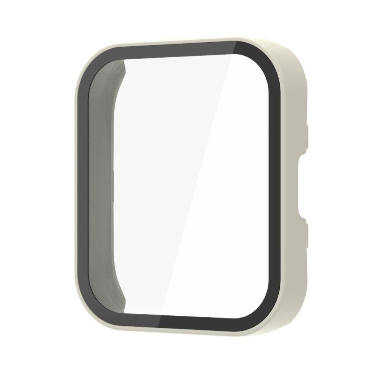 For Amazfit Bip 5 PC + Tempered Film Integrated Watch Protective Case(Ivory White)