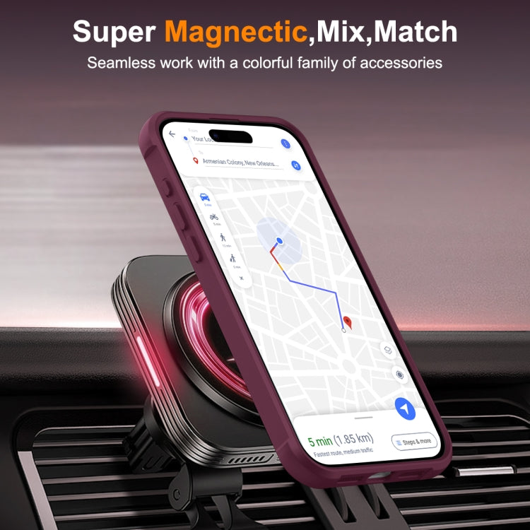 For iPhone 15 Pro MagSafe Magnetic Rotating Holder Phone Case(Wine Red)