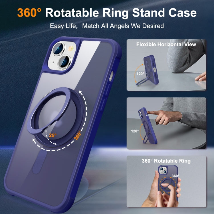 For iPhone 15 MagSafe Magnetic Rotating Holder Phone Case(Klein Blue)