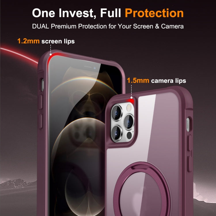 For iPhone 13 Pro Max / 12 Pro Max MagSafe Magnetic Rotating Holder Phone Case(Wine Red) - iPhone 13 Pro Max Cases by PMC TechLife | Online Shopping South Africa | PMC TechLife