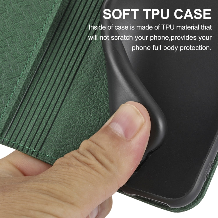 For iPhone 16 Woven Texture Stitching Magnetic Leather Phone Case(Green)