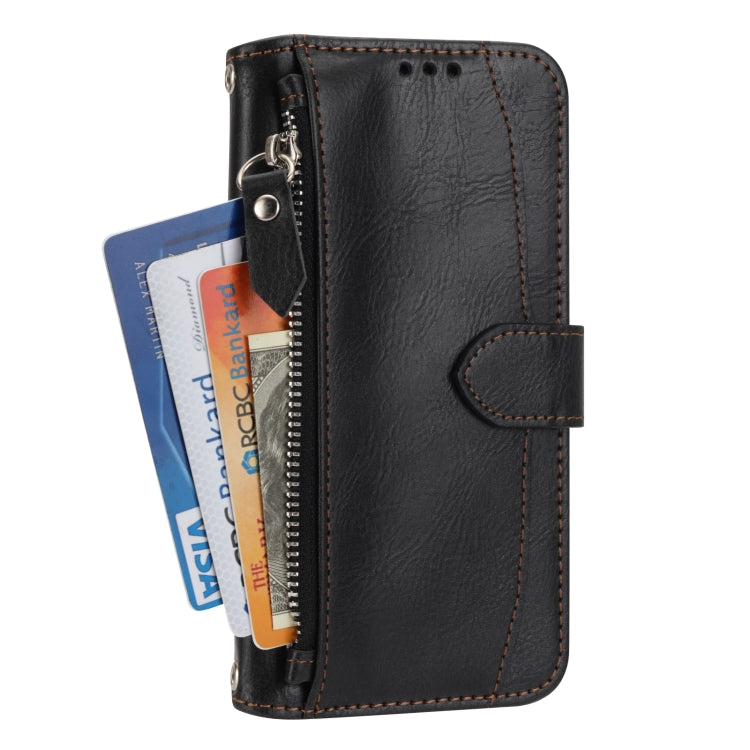 For iPhone 16e Oil Skin Zipper Wallet Leather Phone Case(Black)