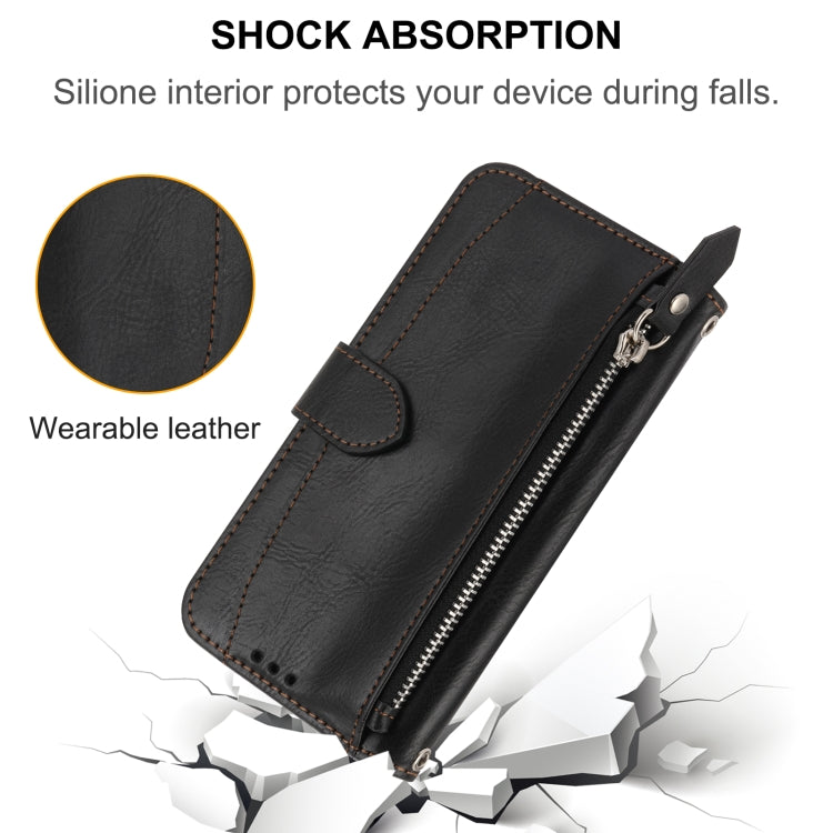 For iPhone 16e Oil Skin Zipper Wallet Leather Phone Case(Black)