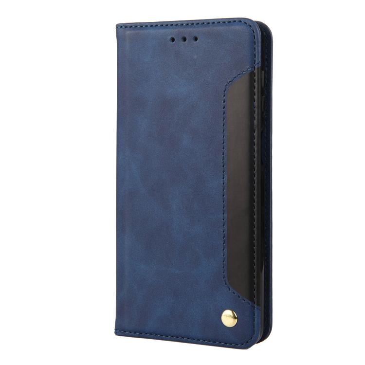 For iPhone 16e Skin Feel Splicing Leather Phone Case(Blue) - iPhone 16e Cases by PMC Jewellery | Online Shopping South Africa | PMC Jewellery | Buy Now Pay Later Mobicred