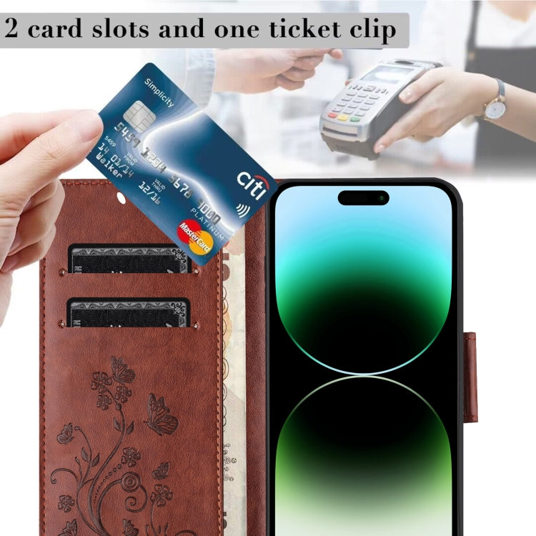 For iPhone 16 Pro Max Butterfly Flower Pattern Flip Leather Phone Case(Brown) - iPhone 16 Pro Max Cases by PMC TechLife | Online Shopping South Africa | PMC TechLife | Buy Now Pay Later Mobicred