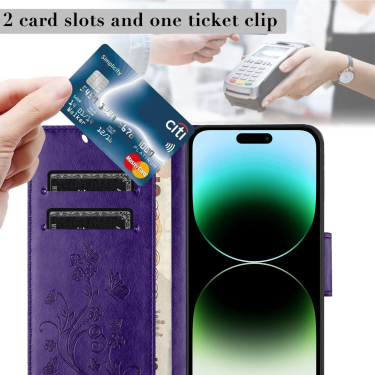 For iPhone 16 Pro Butterfly Flower Pattern Flip Leather Phone Case(Dark Purple) - iPhone 16 Pro Cases by PMC TechLife | Online Shopping South Africa | PMC TechLife | Buy Now Pay Later Mobicred