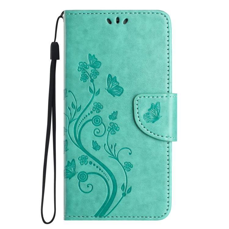 For iPhone 16e Butterfly Flower Pattern Flip Leather Phone Case(Green) - iPhone 16e Cases by PMC Jewellery | Online Shopping South Africa | PMC Jewellery | Buy Now Pay Later Mobicred