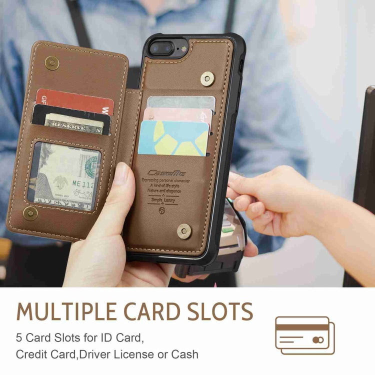 For iPhone 8 Plus / 7 Plus CaseMe C22 Card Slots Holder RFID Anti-theft Phone Case(Brown) - free shipping - PMC Jewellery - Order now!