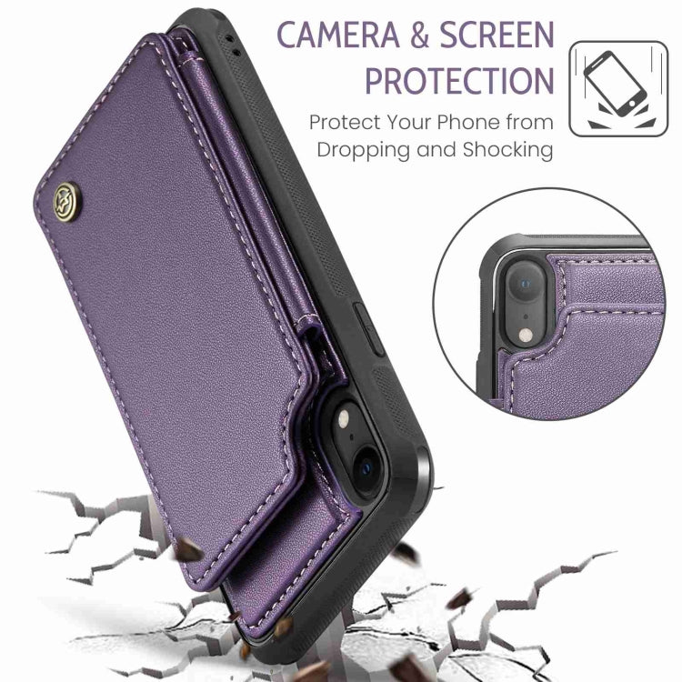 For iPhone XR CaseMe C22 Card Slots Holder RFID Anti-theft Phone Case(Purple)