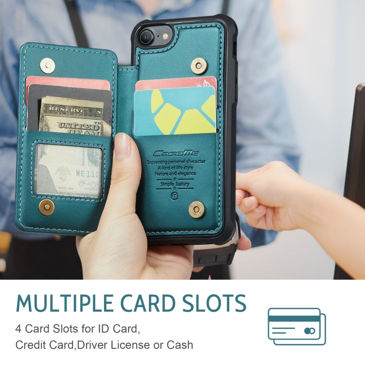 For iPhone SE 2022 / SE 2020 CaseMe C22 Card Slots Holder RFID Anti-theft Phone Case(Blue Green) - iPhone SE 2022 / 2020 / 8 / 7 Cases by CaseMe | Online Shopping South Africa | PMC Jewellery | Buy Now Pay Later Mobicred