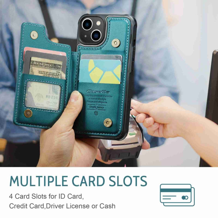 For iPhone 13 CaseMe C22 Card Slots Holder RFID Anti-theft Phone Case(Blue Green) - free shipping - PMC Jewellery - Order now!