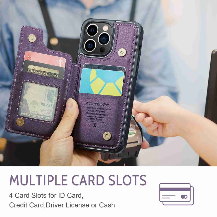 For iPhone 13 Pro CaseMe C22 Card Slots Holder RFID Anti-theft Phone Case(Purple) - free shipping - PMC Jewellery - Order now!