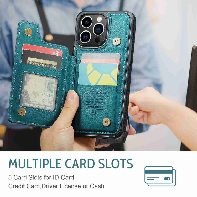 For iPhone 13 Pro Max CaseMe C22 Card Slots Holder RFID Anti-theft Phone Case(Blue Green) - free shipping - PMC Jewellery - Order now!