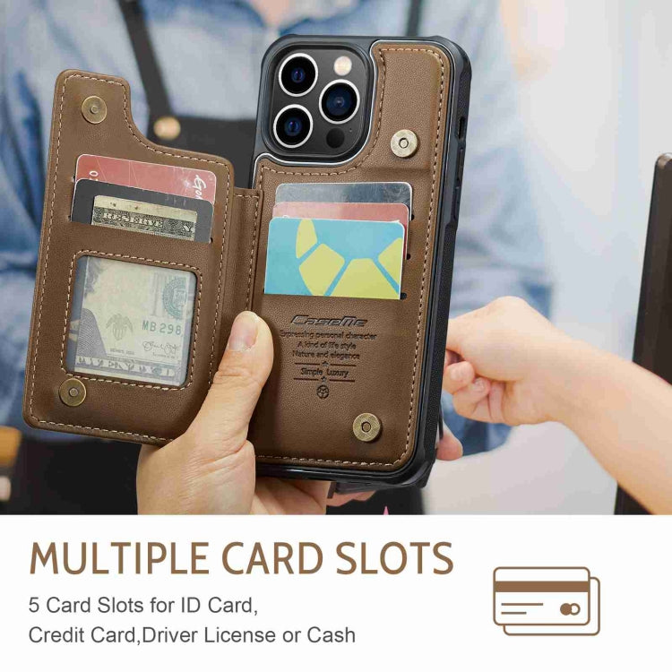 For iPhone 13 Pro Max CaseMe C22 Card Slots Holder RFID Anti-theft Phone Case(Brown) - iPhone 13 Pro Max Cases by CaseMe | Online Shopping South Africa | PMC Jewellery | Buy Now Pay Later Mobicred