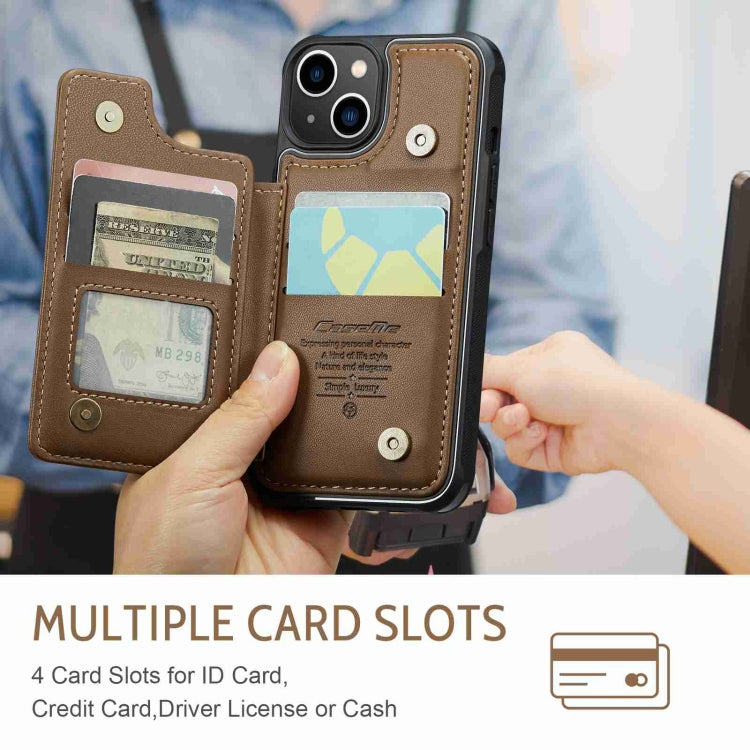 For iPhone 14 CaseMe C22 Card Slots Holder RFID Anti-theft Phone Case(Brown) - free shipping - PMC Jewellery - Order now!