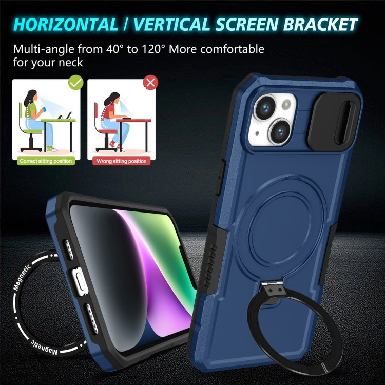 For iPhone 15 Sliding Camshield Magsafe Holder TPU Hybrid PC Phone Case(Royal Blue) - iPhone 15 Cases by PMC TechLife | Online Shopping South Africa | PMC TechLife