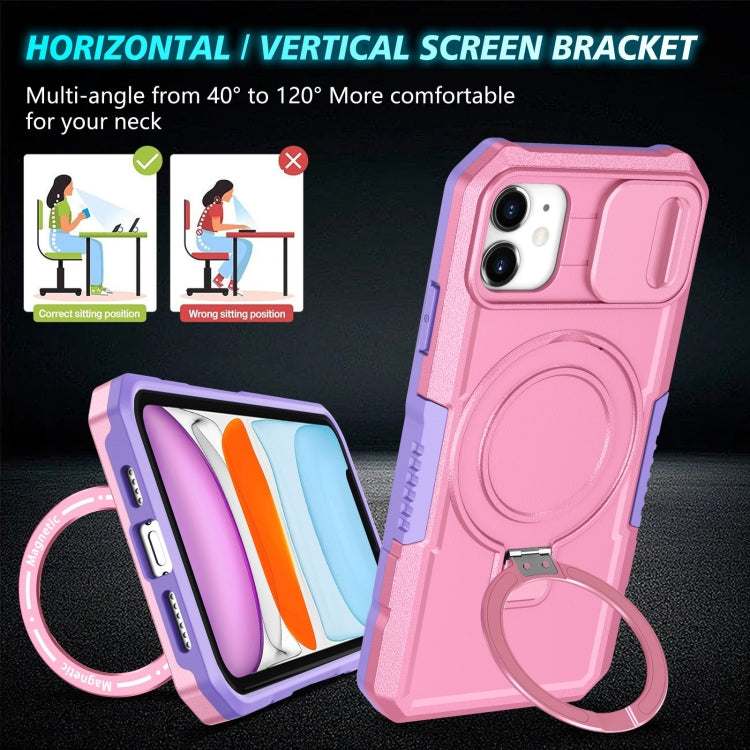 For iPhone 11 Sliding Camshield Magsafe Holder TPU Hybrid PC Phone Case(Purple Pink) - iPhone 11 Cases by PMC TechLife | Online Shopping South Africa | PMC TechLife