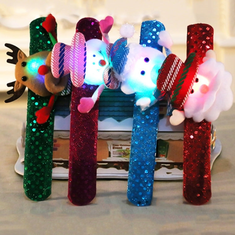 Santa Style Flash Light Merry Christmas Slap Pat Circle Wristband(Flannel Light Bear)
