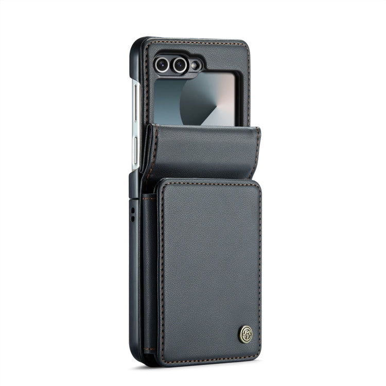 For Samsung Galaxy Z Flip6 5G CaseMe C22 PC+TPU Business Style RFID Anti-theft Leather Phone Case(Black)
