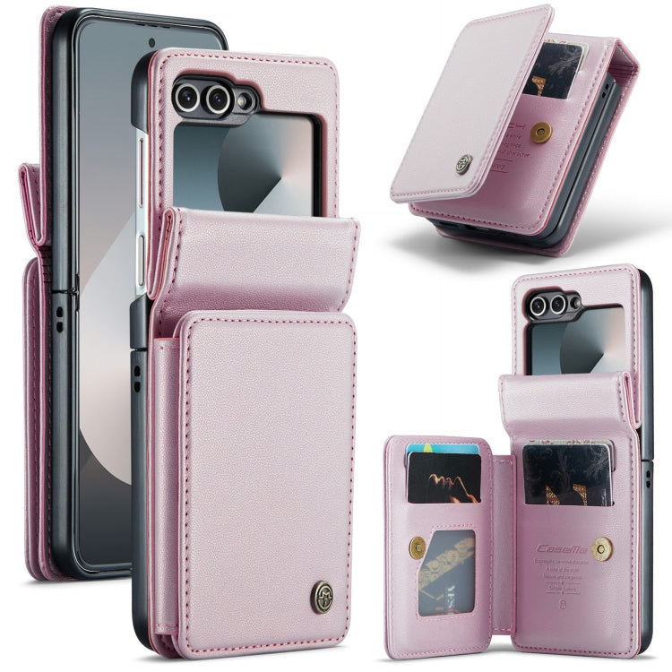 For Samsung Galaxy Z Flip6 5G CaseMe C22 PC+TPU Business Style RFID Anti-theft Leather Phone Case(Pink)
